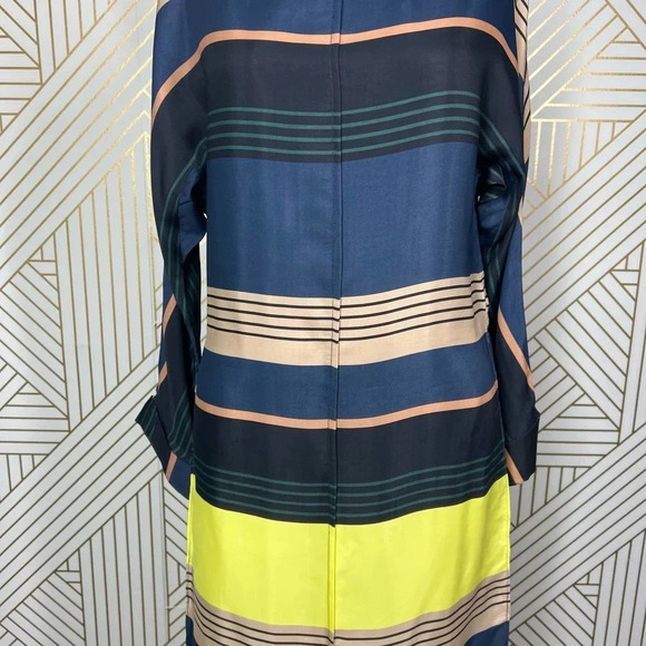 Apiece Apart Long Tunic Top Side Slits Coverup Colorful Striped Navy Blue Size 0 - Picture 4 of 10